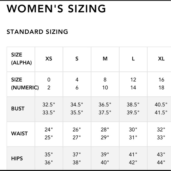 Woman’s Helpful size charts - Picture 1 of 2